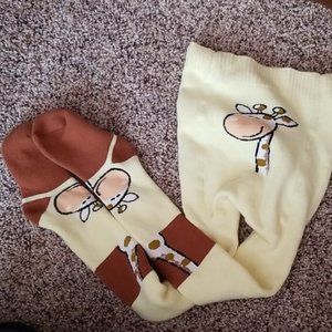 Girl's thick pantyhose with a giraffe 4-5T